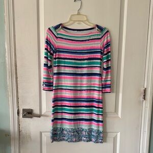 Colorful Striped Dress with Button Accents